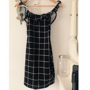 Printed black mini dress